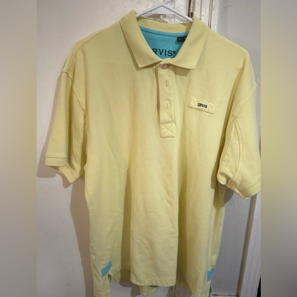 Orvis Mens Light Yellow Polo Shirt